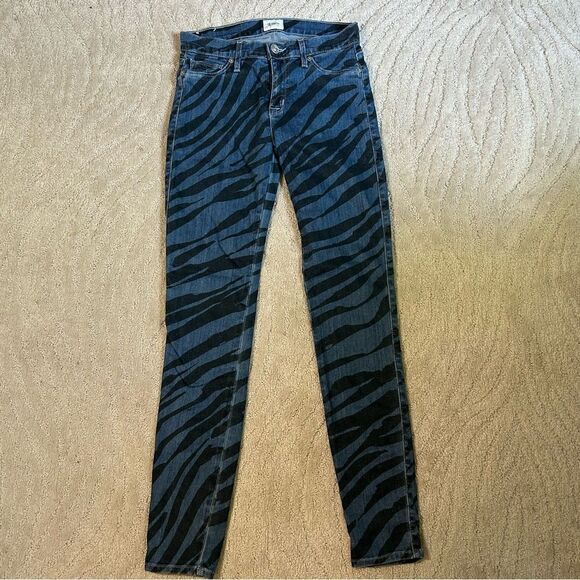 Hudson Midrise Nick Super Skinny Dark Wash Zebra Patterned Jeans - Picture 3 of 6